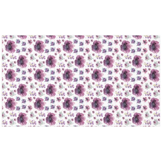 chic floral foliage purple blooming flowers tischdecke (Vorderseite (Horizontal))