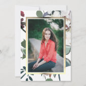 Chic Floral Frame Foto Graduation Party Einladung (Vorderseite)