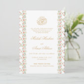 Chic Floral Frame islamische muslimische Hochzeit Einladung (Stehend Vorderseite)