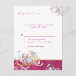 Chic Floral Fuchsia Wedding RSVP Einladungspostkarte