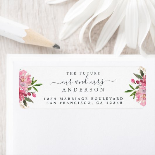 Chic Floral Future Mr. Wedding Rücksendeadresse (Insitu)