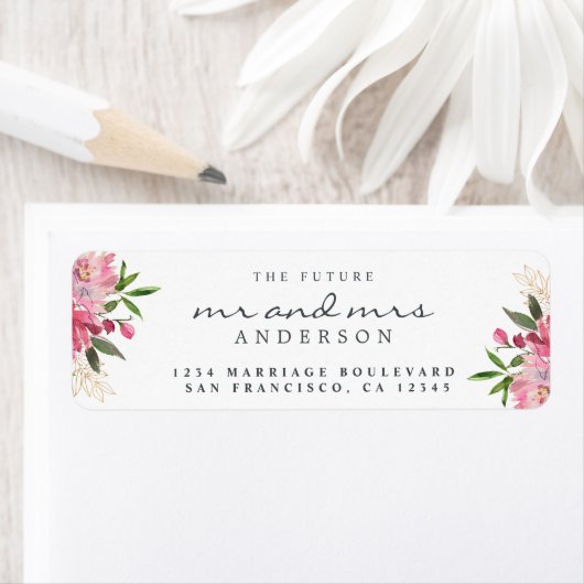 Chic Floral Future Mr. Wedding Rücksendeadresse (Insitu)