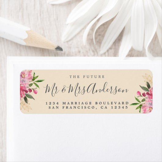 Chic Floral Future Mr. Wedding Rücksendeadresse (Insitu)