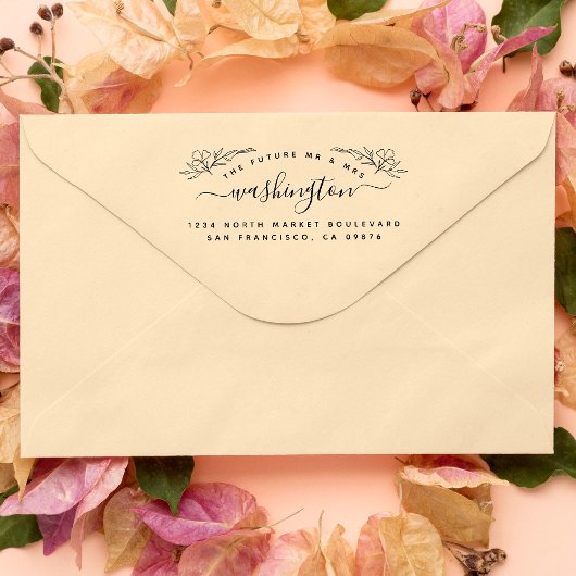 Chic Floral Future Mr. Wedding Rücksendeadresse Permastempel