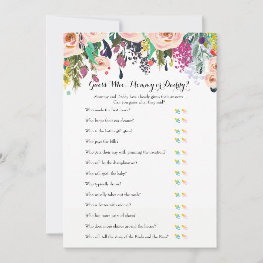 Chic Floral Garden Baby Showspiele x2 Einladung (Vorderseite)