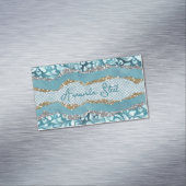 Chic floral glittergold Türkis aquamarines Monogra Magnetische Visitenkarte (Beispiel)