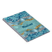 Chic floral glittergold Türkis aquamarines Monogra Notizblock (Rechte Seite)
