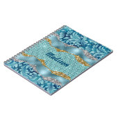 Chic floral glittergold Türkis aquamarines Monogra Notizblock (Linke Seite)