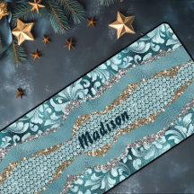 Chic floral glittergold Türkis aquamarines Monogra