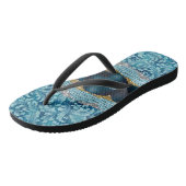 Chic floral glitterte Aquamarin Türkis Goldmonogra Badesandalen (Schrägansicht)