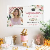 Chic Floral Gold Abschluss Celebration Foto Banner