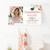 Chic Floral Gold Abschluss Celebration Foto Banner (Insitu)