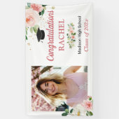 Chic Floral Gold Abschluss Celebration Foto Banner (Vertikal)