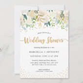 Chic Floral Gold Paare Polterabend Einladung (Vorderseite)