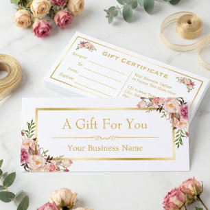 Chic Floral Gold Schönheitssalon-Geschenkgutschein