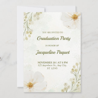 Chic Floral Graduation Party Invitation Card Einladung