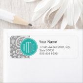 Chic Floral Grau Paisley Muster & Blue Monogram (Insitu)