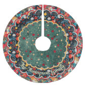 Chic Floral green red Christmas personalized Polyester Weihnachtsbaumdecke (Vorderseite)