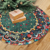 Chic Floral green red Christmas personalized Polyester Weihnachtsbaumdecke