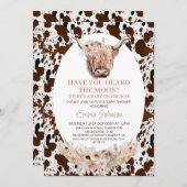 Chic Floral Highland Kuh Cowhide Babydusche Einladung (Vorne/Hinten)