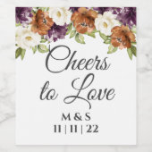 Chic Floral Hochzeit im Herbst jubelt Liebe Weinetikett (Einzelnes Label)
