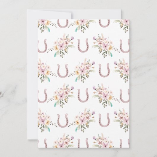 Chic Floral Horse oder Pony Saddle Up Birthday Einladung (Rückseite)