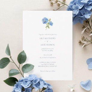 Chic Floral Hydrangea Non Foto Hochzeit Einladung