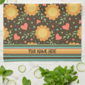 Chic Floral Individuelle Name oder Zitat Spaß Hübs Geschirrtuch (Gefaltet)