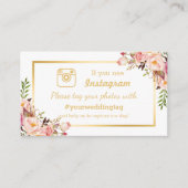 Chic Floral Instagram Hashtag Einsteckkarte Begleitkarte (Vorderseite)