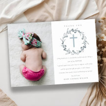 Chic Floral Laurel Wreath Dusky Blue Gray Taufe