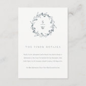 Chic Floral Laurel Wreath Monogram Wedding Details Begleitkarte (Vorderseite)