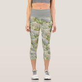 Chic Floral Lavendel Gray Hydrangea Muster Capri Leggings (Vorderseite)