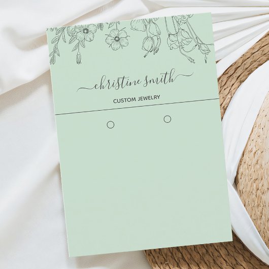 Chic Floral Light Aquamarin Botanic Earring Card Visitenkarte