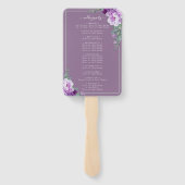 Chic Floral Lila & Gray Wedding Program Handfan Fächer (Rückseite)