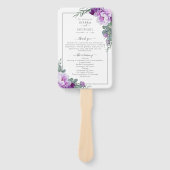 Chic Floral Lila & Gray Wedding Program Handfan Fächer (Vorderseite)