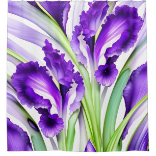 Chic Floral Lila Iris Blume Duschvorhang