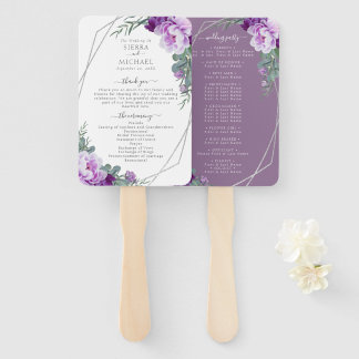 Chic Floral Lila & Silver Wedding Programm Fächer