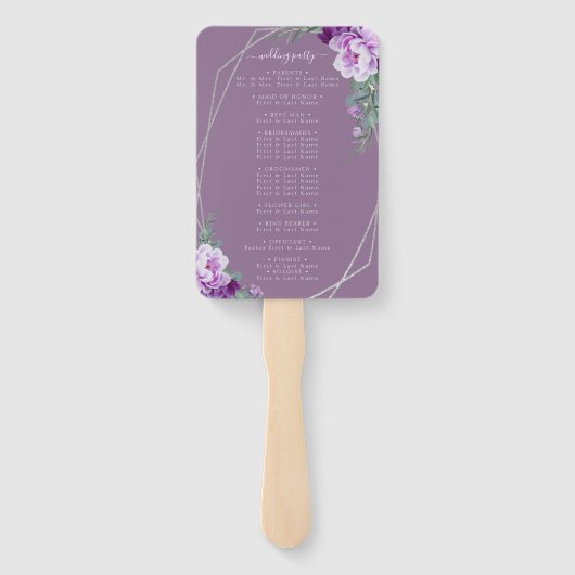 Chic Floral Lila & Silver Wedding Programm Fächer (Rückseite)