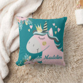 Chic Floral Magical Unicorn Girls Personalisiert Kissen (Decke)