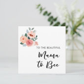 Chic Floral Mama to Bee Baby Showcard Dankeskarte (Stehend Vorderseite)