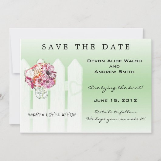 Chic floral Mason Jar Wedding Save the Date (Vorderseite)
