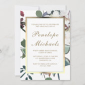 Chic Floral mit Imitats Gold Foto Graduation Party Einladung (Vorderseite)