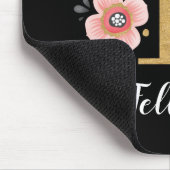 Chic Floral Monogram Erstmaliger rosa Goldener Buc Mousepad (Ecke)