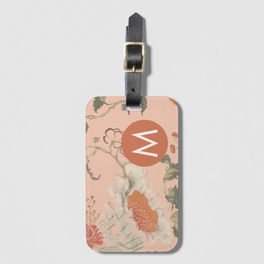 Chic Floral Monogram Gepäckanhänger (Vorderseite Vertikal)