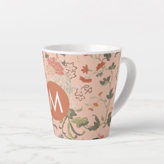 Chic Floral Monogram Milchtasse (Rechte Ecke)