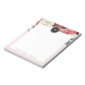 Chic Floral Monogram Post It NotePad Notizblock (Rotiert)