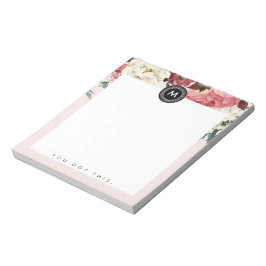 Chic Floral Monogram Post It NotePad Notizblock