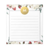 Chic Floral Monogram Post It NotePad Notizblock (Vorderseite)