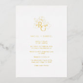 Chic Floral Monogram Wedding Einladung (Vorderseite)
