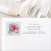 Chic Floral Mr Mrs Monogram Wedding Rücksendeadres (Insitu)